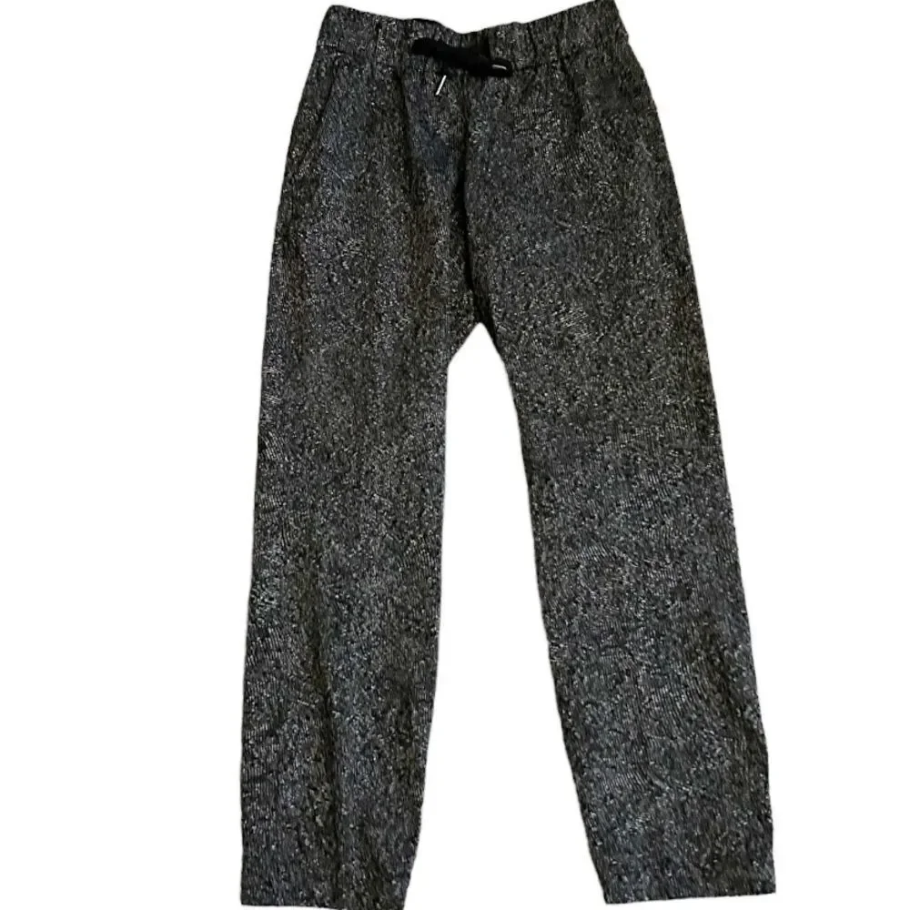 Lululemon Black White Print On The Fly Pant Drawstring Waist Jacquard Size 4